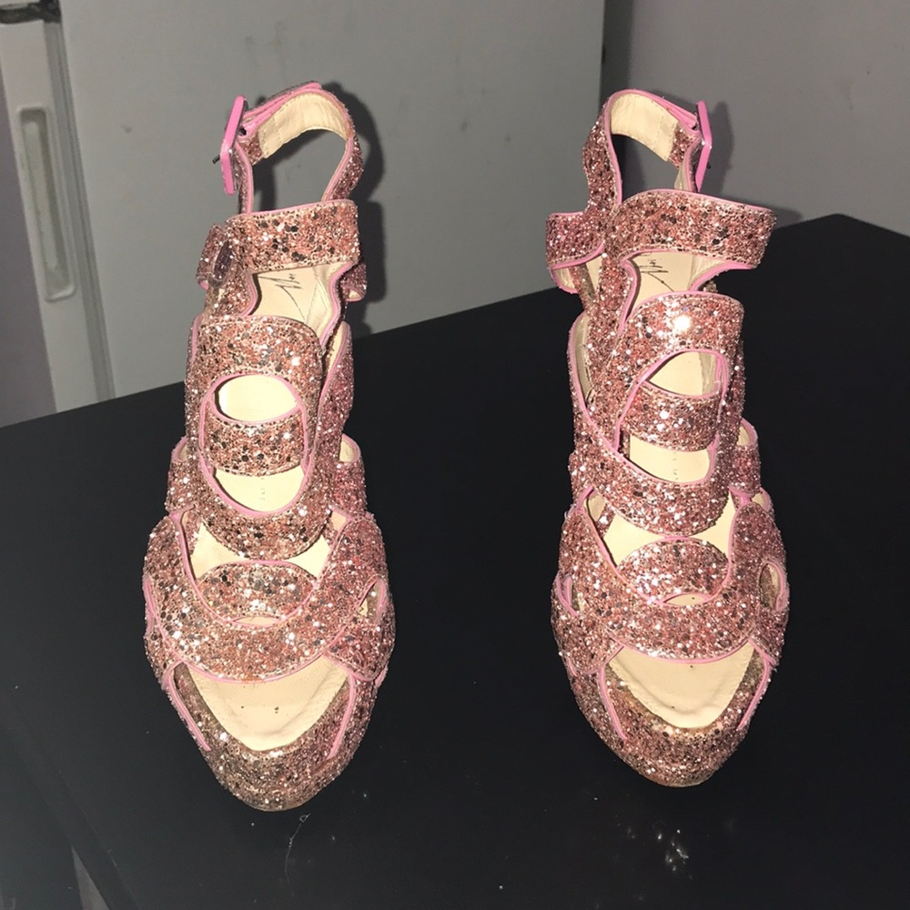 Pink Glitter Platform Giuseppe Sandals